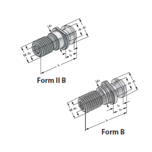 Pull studs ISO 7388 Dimensions